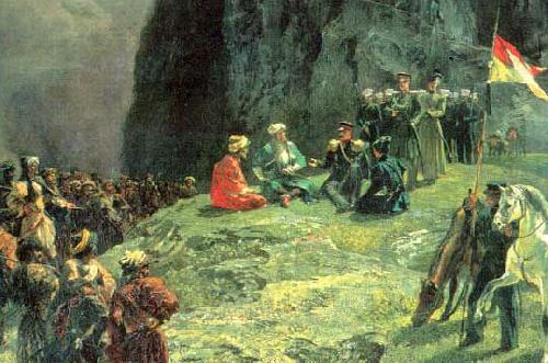 The Meeting of General Kleke von Klegenau and Imam Shamil in 1837 by Gagarin, Grigory Gagarin